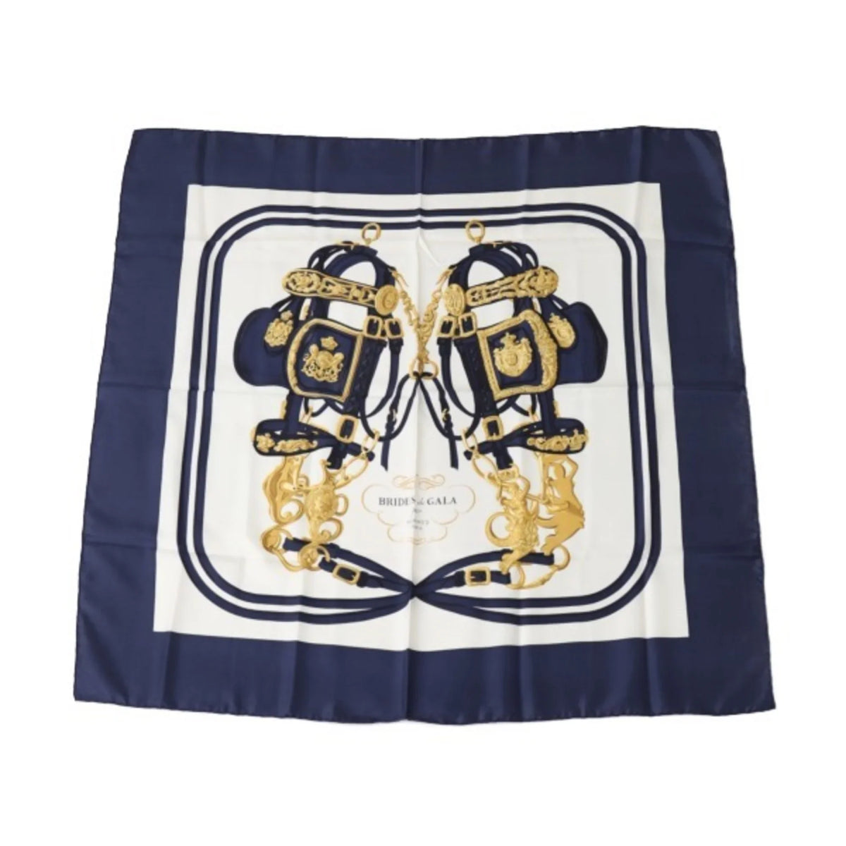 Pre-Owned HERMES BRIDES de GALA Carre90 Hermes Blue Scarf (Good)