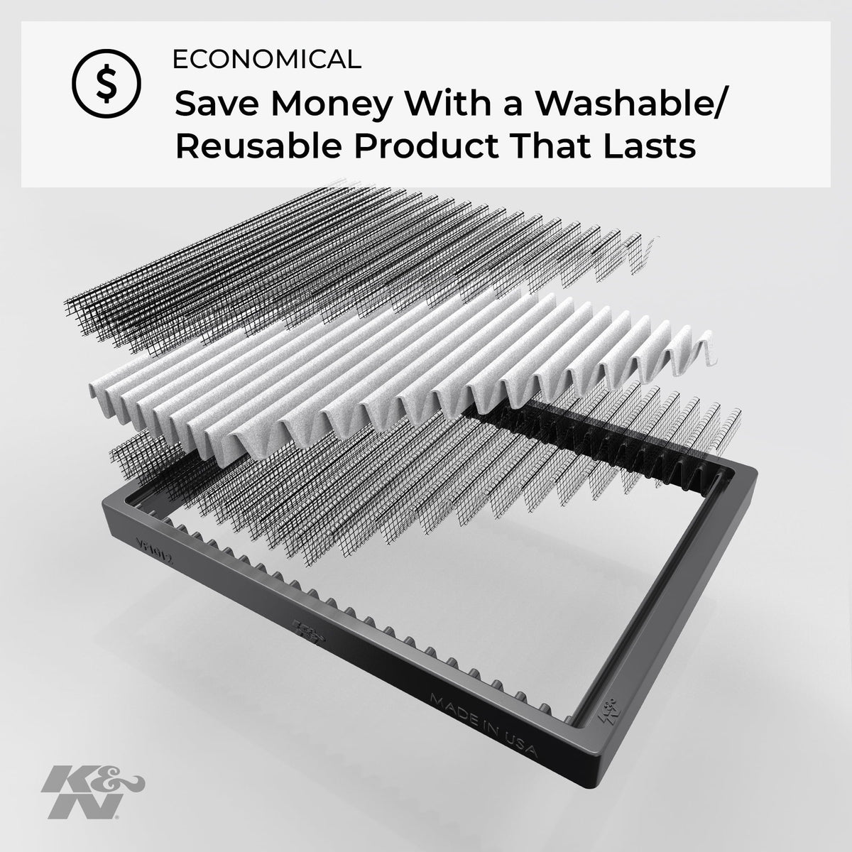 K&N Cabin Air Filter: Washable and Reusable: Designed For Select 2007-2016 Chevy/GMC/Buick/Saturn (Traverse, Acadia, Enclave, Outlook) Vehicle Models, VF1012