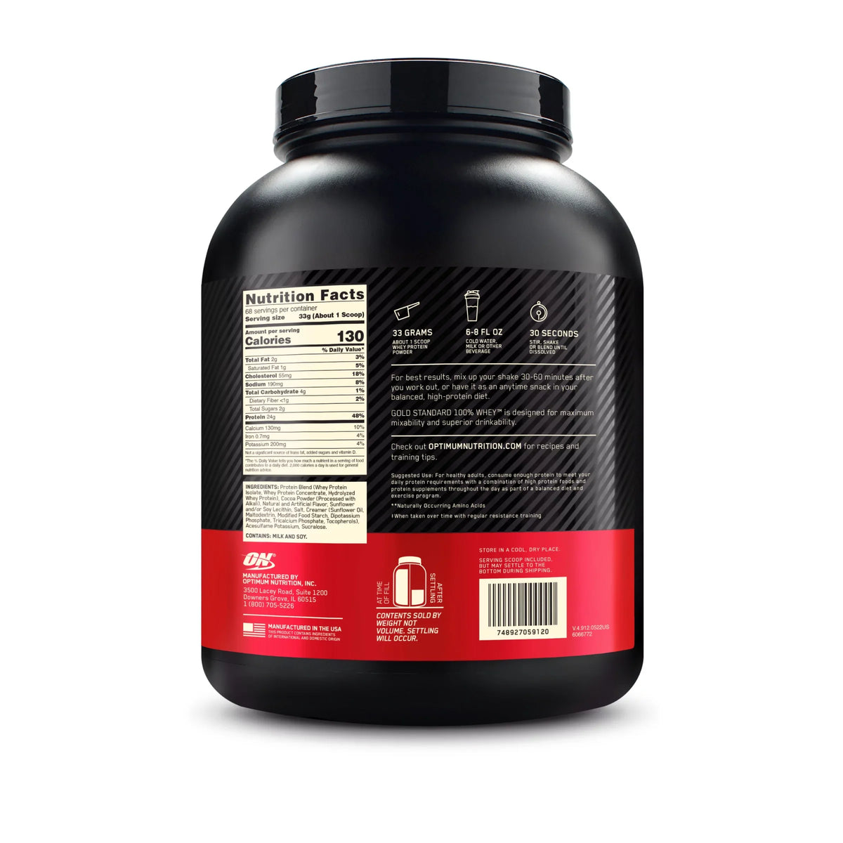 Optimum Nutrition, Gold Standard 100% Whey Protein Powder, Chocolate Peanut Butter, 5 lb, 68 Servings