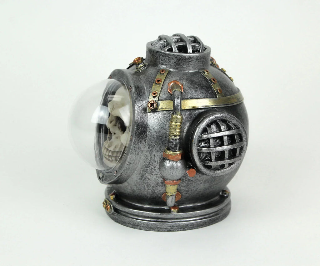 Everspring Hand Painted Steampunk Mark V Diver Helmet Skull Statue 6.25 inches High