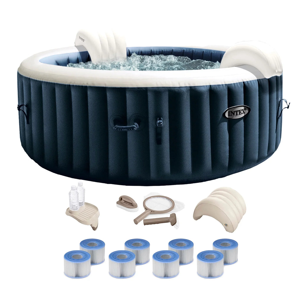 Intex PureSpa Plus Inflatable Portable Bubble Jet Hot Tub w/ Deluxe Bundle