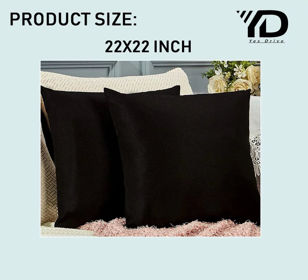 Linen Throw Pillow Coating Set of 2 Farmhouse Waterproof Decorative Pillowcase Soft and Cozy Square Cushion Case for Outdoor and Sofa Chairs