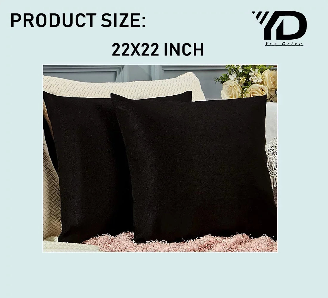 Linen Throw Pillow Coating Set of 2 Farmhouse Waterproof Decorative Pillowcase Soft and Cozy Square Cushion Case for Outdoor and Sofa Chairs