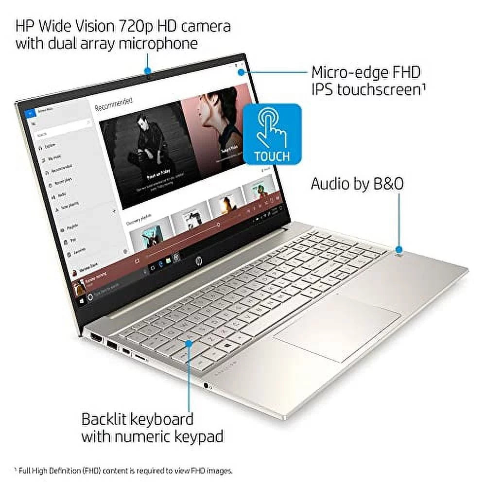 HP Pavilion 15-EG00 Laptop 2021 New, 15.6" FHD IPS Touchscreen, Intel i7-1165G7 4-Core, Iris Xe Graphics, 64GB DDR4, 2TB SSD, Backlit Keyboard, Wi-Fi 6, Card Reader, Win10 Pro, COU 32GB USB