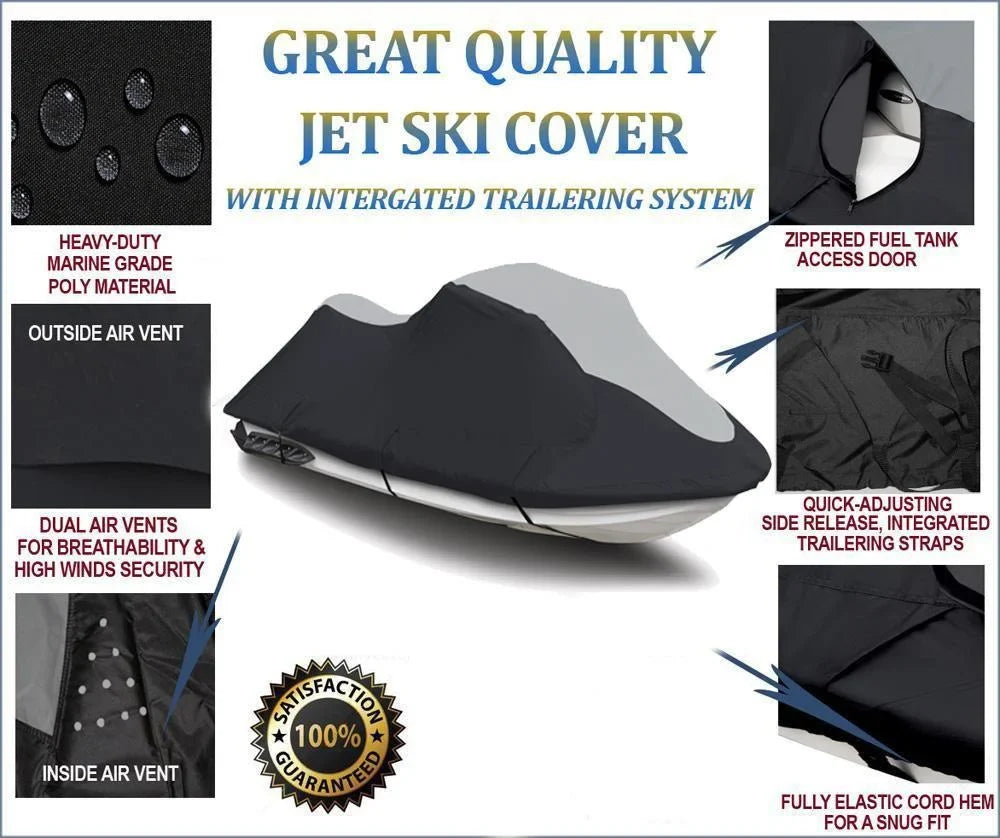 SUPER HEAVY-DUTY PWC 600D JET SKI Coating Suitable for Sea Doo Sea-Doo GTX 2000, RXT 2004-2008 Jet Ski Watercraft Shield Black/Grey
