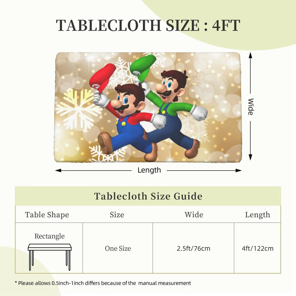 Bros Luigi's Mansion Mario Elastic Edged Table Protection Reusable Fitted Rectangle Tablecloth For Dining Kitchen Party 2.5X4ft