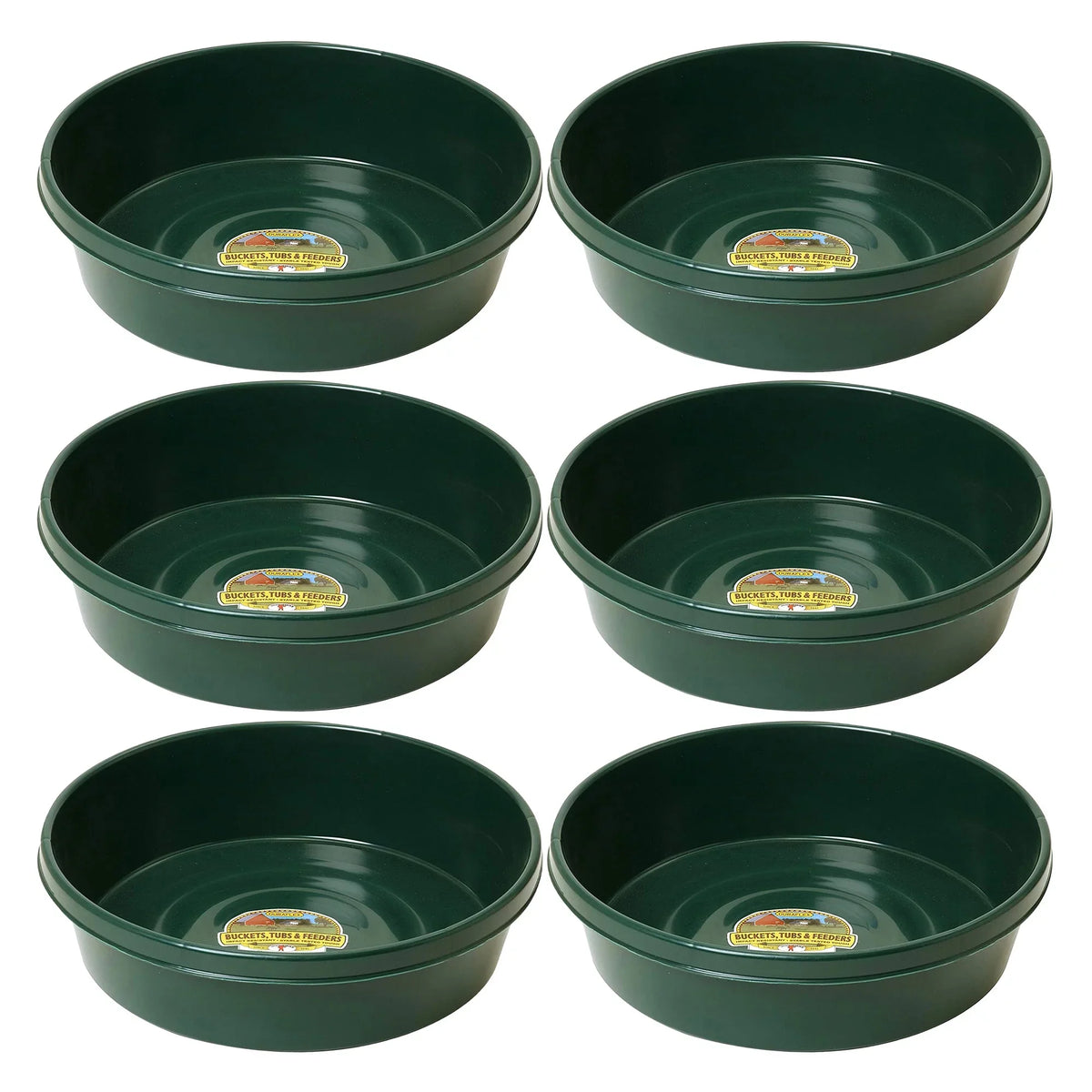 Little Giant 3 Gallon Flat Farm Livestock Feed Utility Pan, Green (6 Pack)