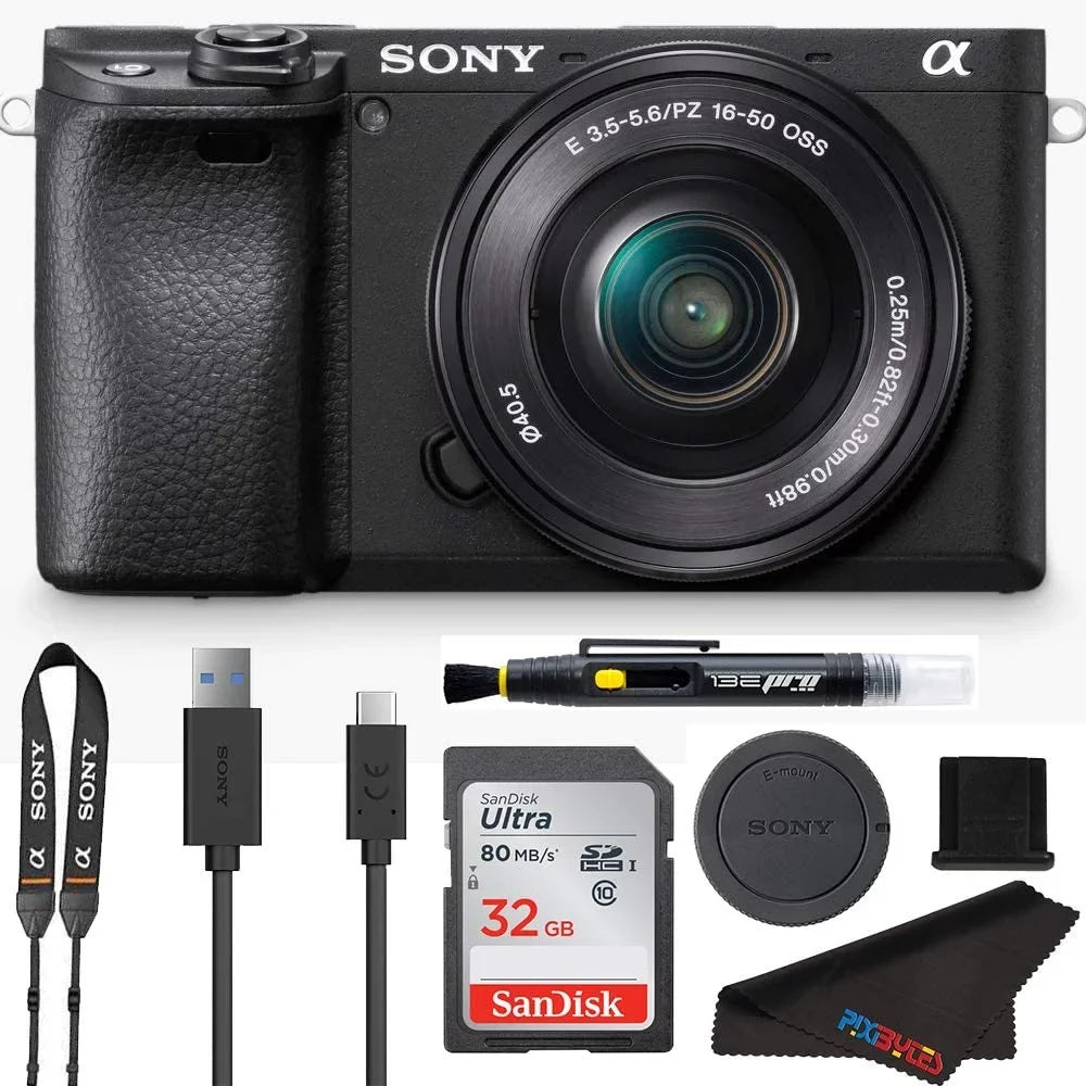 Sony Alpha a6400 Mirrorless Camera: Compact APS-C Interchangeable Lens Digital Camera with Real-Time Eye Auto Focus, 4K Video, Flip Screen & 16-50mm Lens + Pixi Essentials Kit