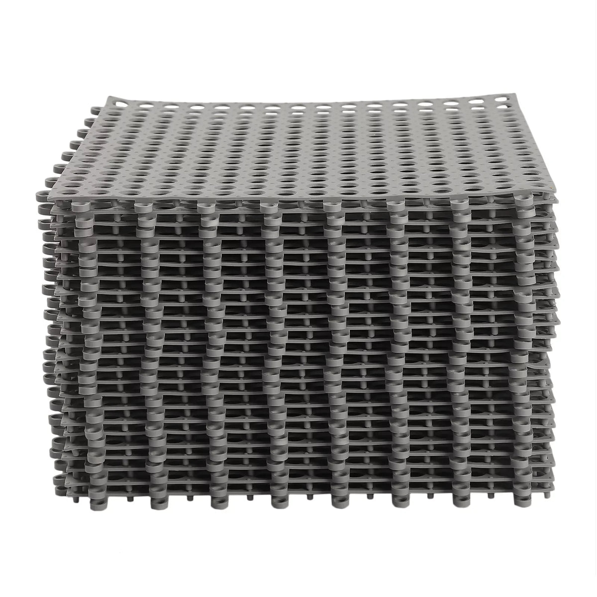 24PCs 11.8*11.8" Interlocking Nonslip Bath Mat,Soft Gray PVC Shower Floor Mat with Drainage Holes for Bathroom, Kitchen, Pool