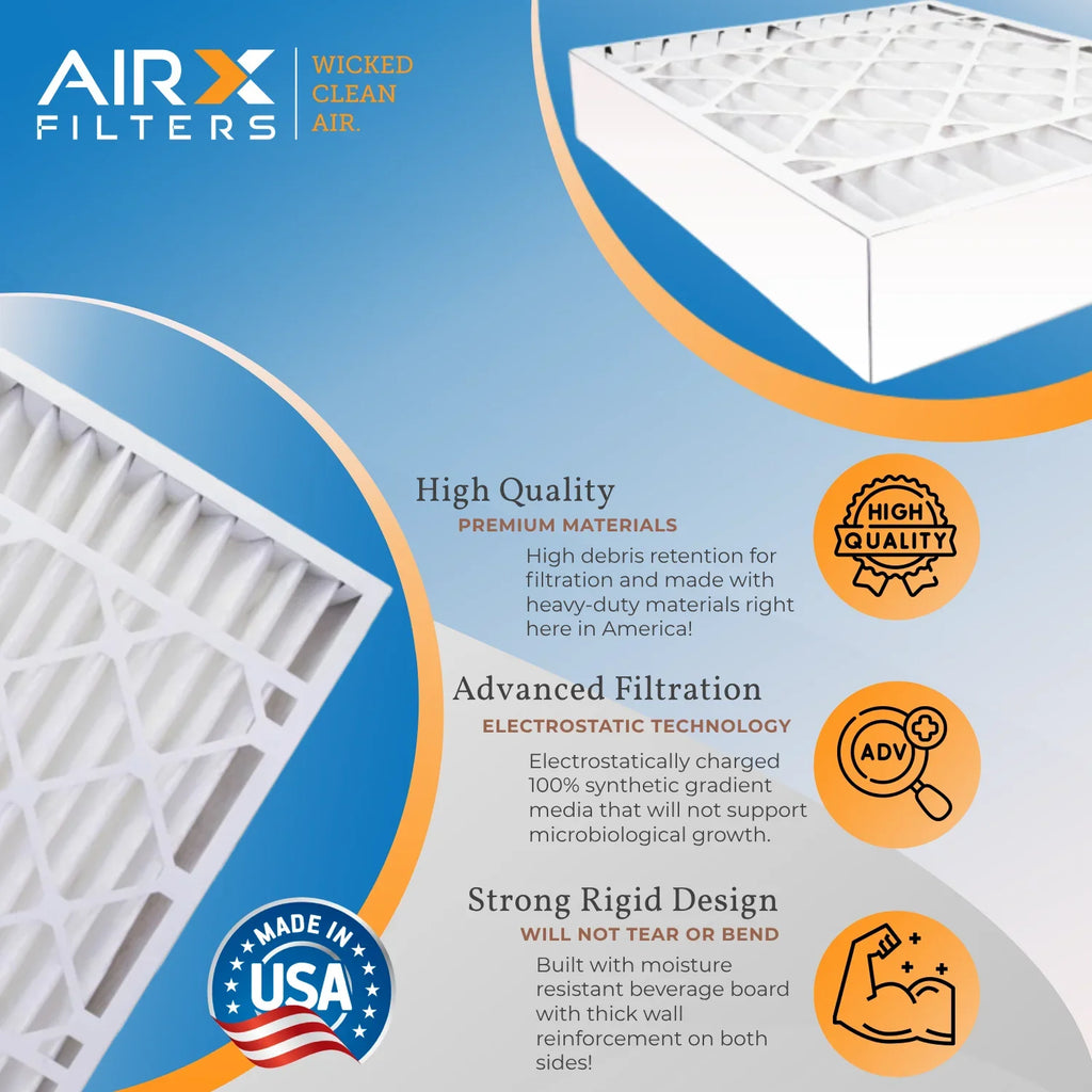 16x28x6 Air Filter MERV 8 Comparable to MPR 700 & FPR 5 Matching with Aprilaire 401 Premium USA Made 16x28x6 Furnace Filter 2 Pack by AIRX FILTERS WICKED CLEAN AIR.