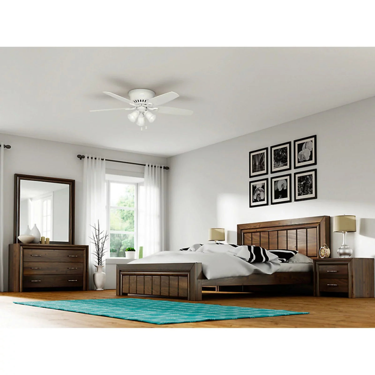 Hunter Fan Company Builder Low Profile 52" Ceiling Fan w/ Pull Chain, Snow White