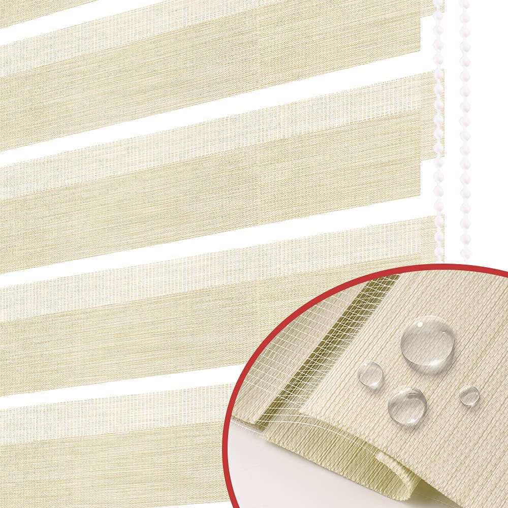 LUCKUP Zebra Blinds for Windows, Dual Layer Roller Sheer Shades Blinds for Day and Night, Light Control Window Treatments Shades with Valance Shield 29" W x 72" L, Striped Beige