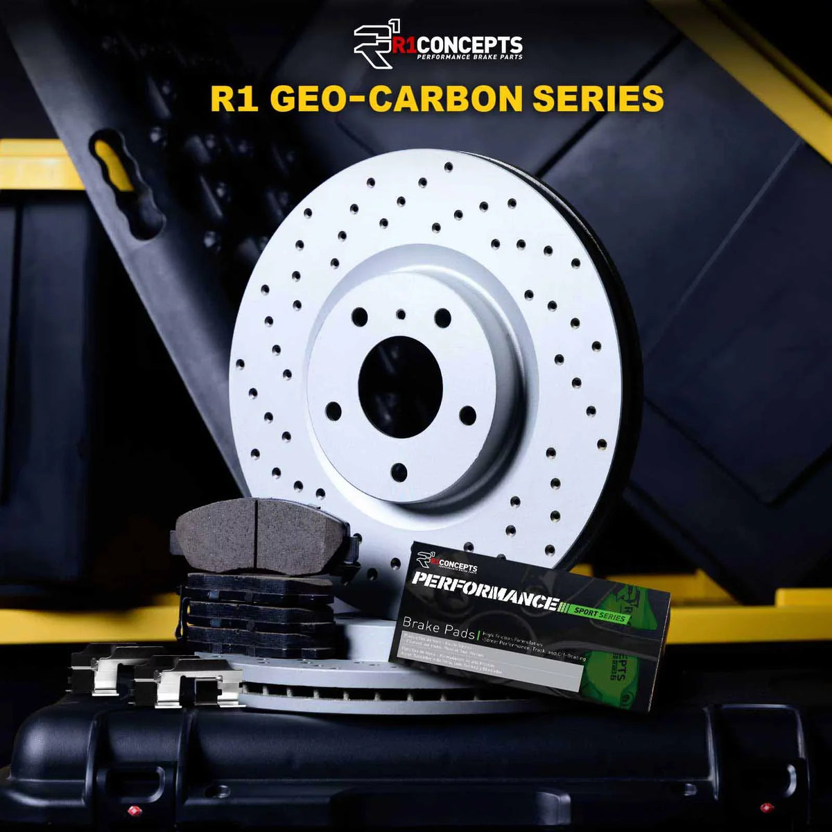 R1 Concepts Rear Brakes and Rotors Kit |Rear Brake Pads| Brake Rotors and Pads| Performance Sport Brake Pads and Rotors| Hardware Kit|fits 2008-2017 Audi A4, A4 allroad, A4 Quattro, A5, A5 Quattro, Q5