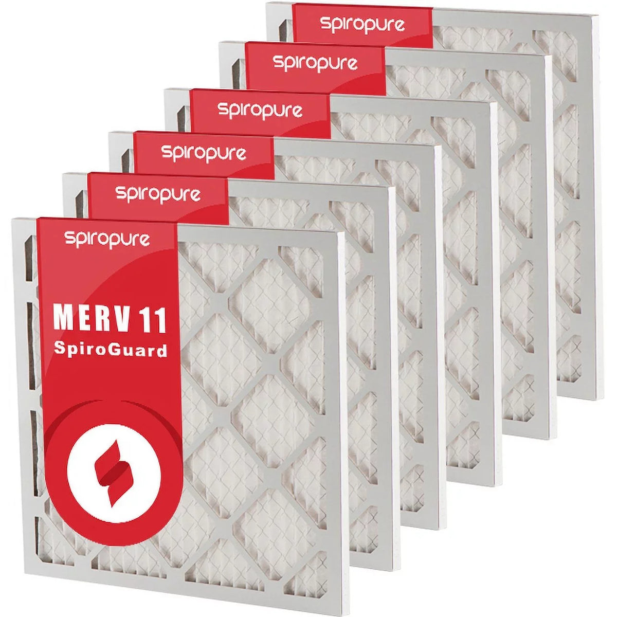 SpiroPure 9.38x9.38x1 MERV 11 Pleated Filter Air Filters - Made in USA (6 Pack)