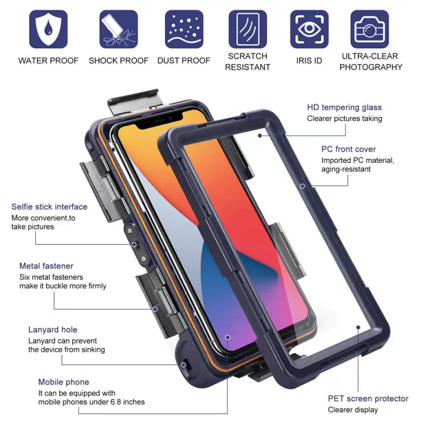 UrbanX Professional [15m/50ft] Swimming Diving Surfing Snorkeling Photo Video Waterproof Protective Case Underwater Housing for Tecno Pova Neo And all Phones Up to 6.9 Inch LCD with Lanyard
