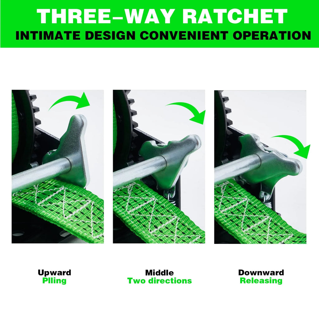 OPENROAD 1600LB Ship Trailer Winch - Heavy Duty Hand Winch with 26FT Green Strap, 2-Way Ratchet & 4:1 Gear - Perfect for Vessel Truck, Trailer, RV, ATV and Jet Ski - Includes Installation Screws