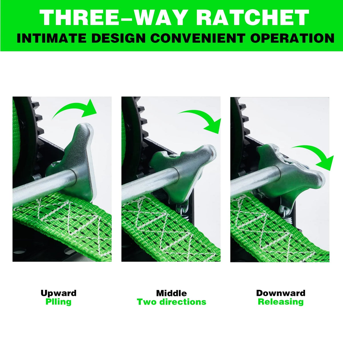 OPENROAD 1600LB Ship Trailer Winch - Heavy Duty Hand Winch with 26FT Green Strap, 2-Way Ratchet & 4:1 Gear - Perfect for Vessel Truck, Trailer, RV, ATV and Jet Ski - Includes Installation Screws