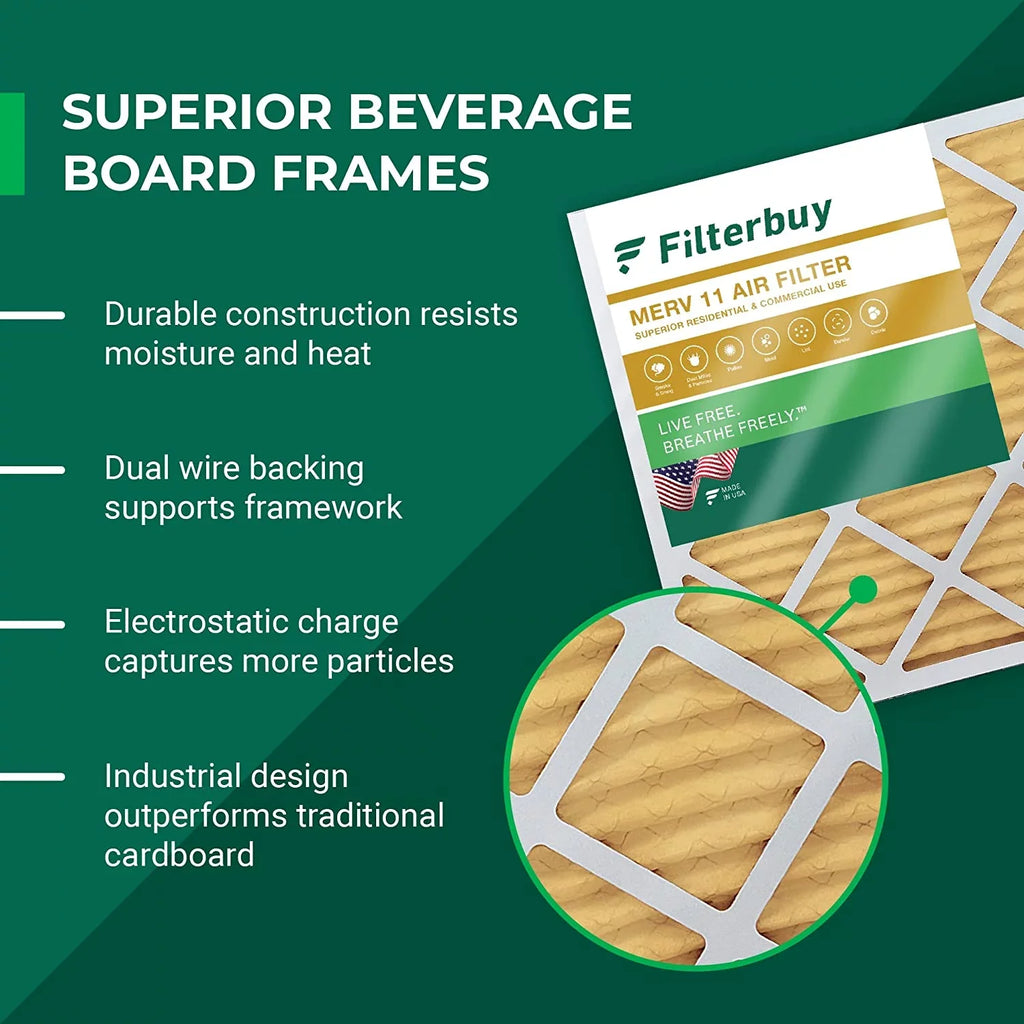 Filterbuy 14x24x1 MERV 11 Pleated HVAC AC Furnace Air Filters (12-Pack)