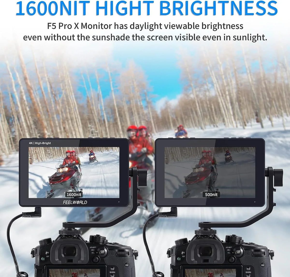 FEELWORLD F6 Pro +Battery +Carry Case 5.5 Inch 1600nits Touchscreen DSLR Camera Field Monitor with 3D LUT F970 External Kit Install for Power Wireless Transmission FHD 1920x1080 4K HDMI