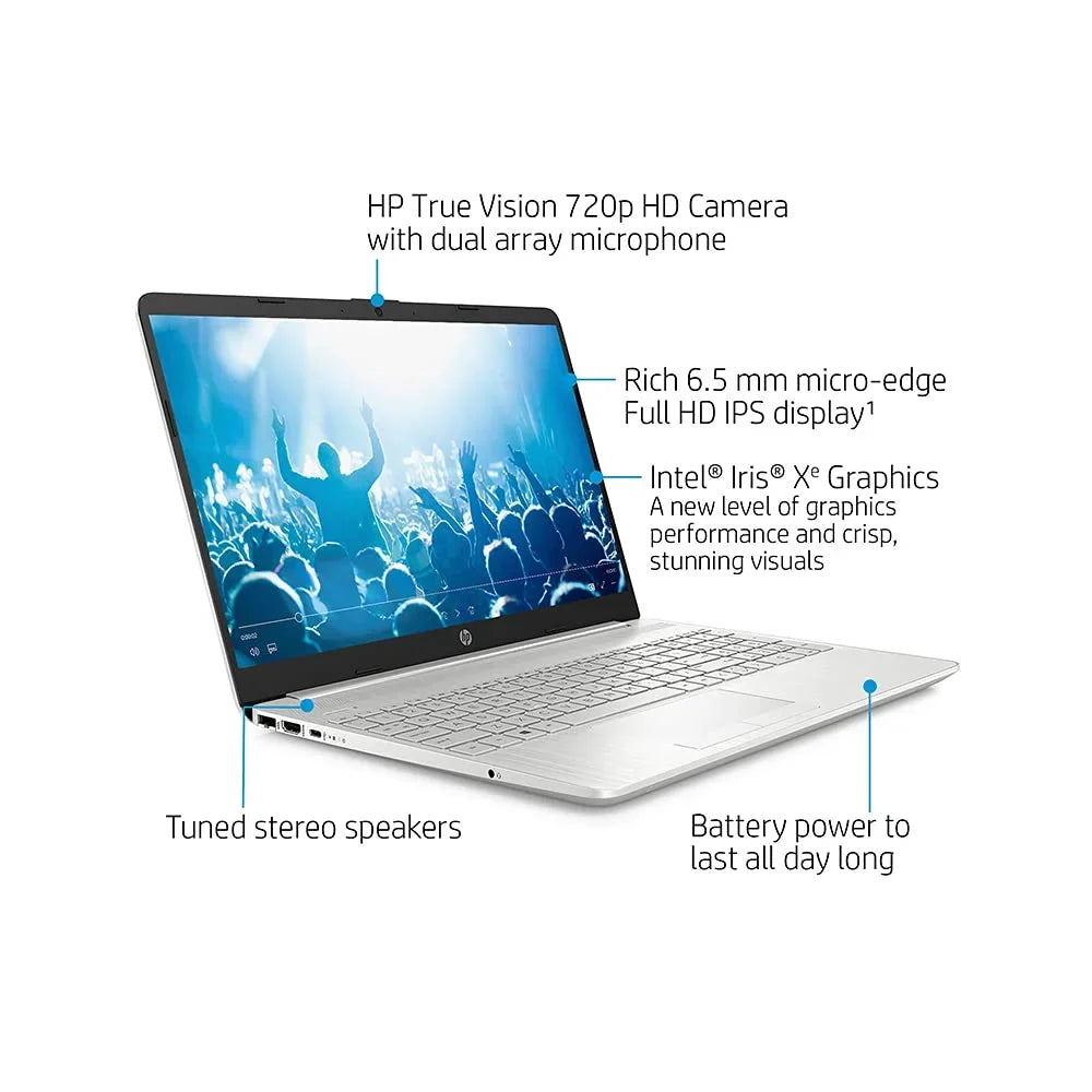 HP 2021 15.6" FHD Laptop Computer, 11th Gen Intel Core i5-1135G7(Beats i7-1065g7), 32GB DDR4 RAM, 2TB PCIe SSD, Intel Iris Xe Graphics, HD Webcam, Stereo Speakers, Windows 10, Silver, 32GB USB Card