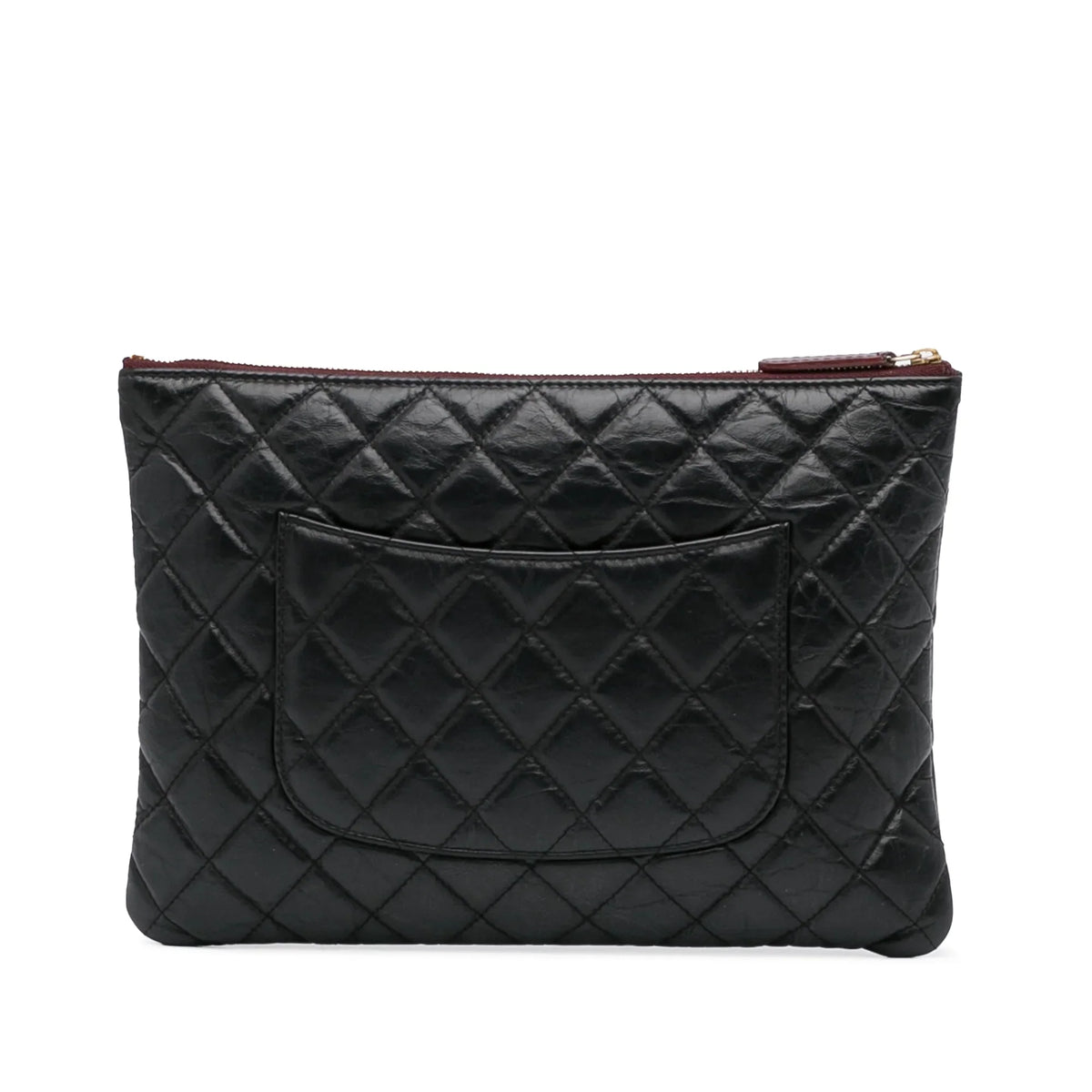 Pre-Owned Authenticated Chanel Reissue O Case Lambskin Leather Black Pouch Unisex (Good)