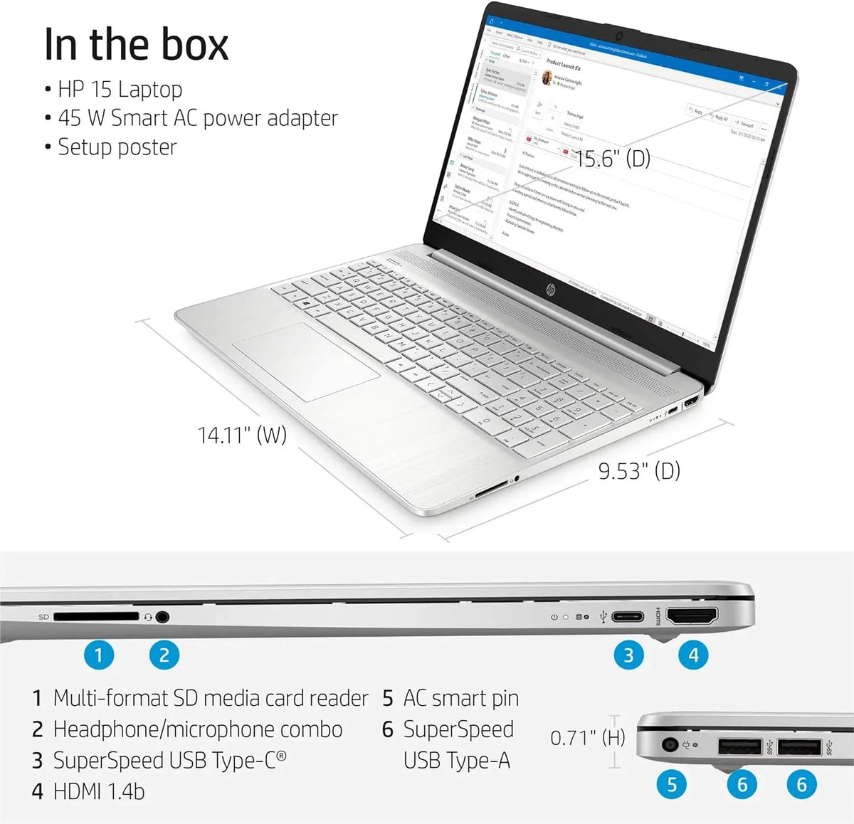 HP 15 15.6" Full HD Business Laptop Computer, Intel 4-core i5-1135G7, 16GB RAM, 1TB PCIe SSD, Iris Xe Graphic, Wi-Fi 6, BT 4.2, Natural Silver, Windows 11 Home
