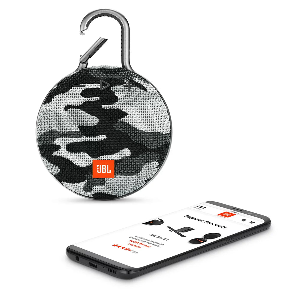 Open Box JBL Clip 3 Black Camo Portable Bluetooth Speaker