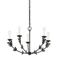 Whimsical Style 5-Light Chandelier in Gold Finish with Flower Stems and Candle-Shaped Bulbs 28 inches W X 17.25 inches H-Black Finish Bailey Street