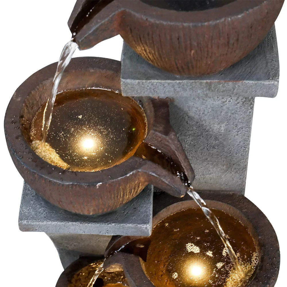 Willwolf 32.8''H Modern Outdoor Fountain - 4-Tier Outdoor Garden Fountains with LED Light for Garden, Patio, Deck, Porch, Backyard and Home Art Decor