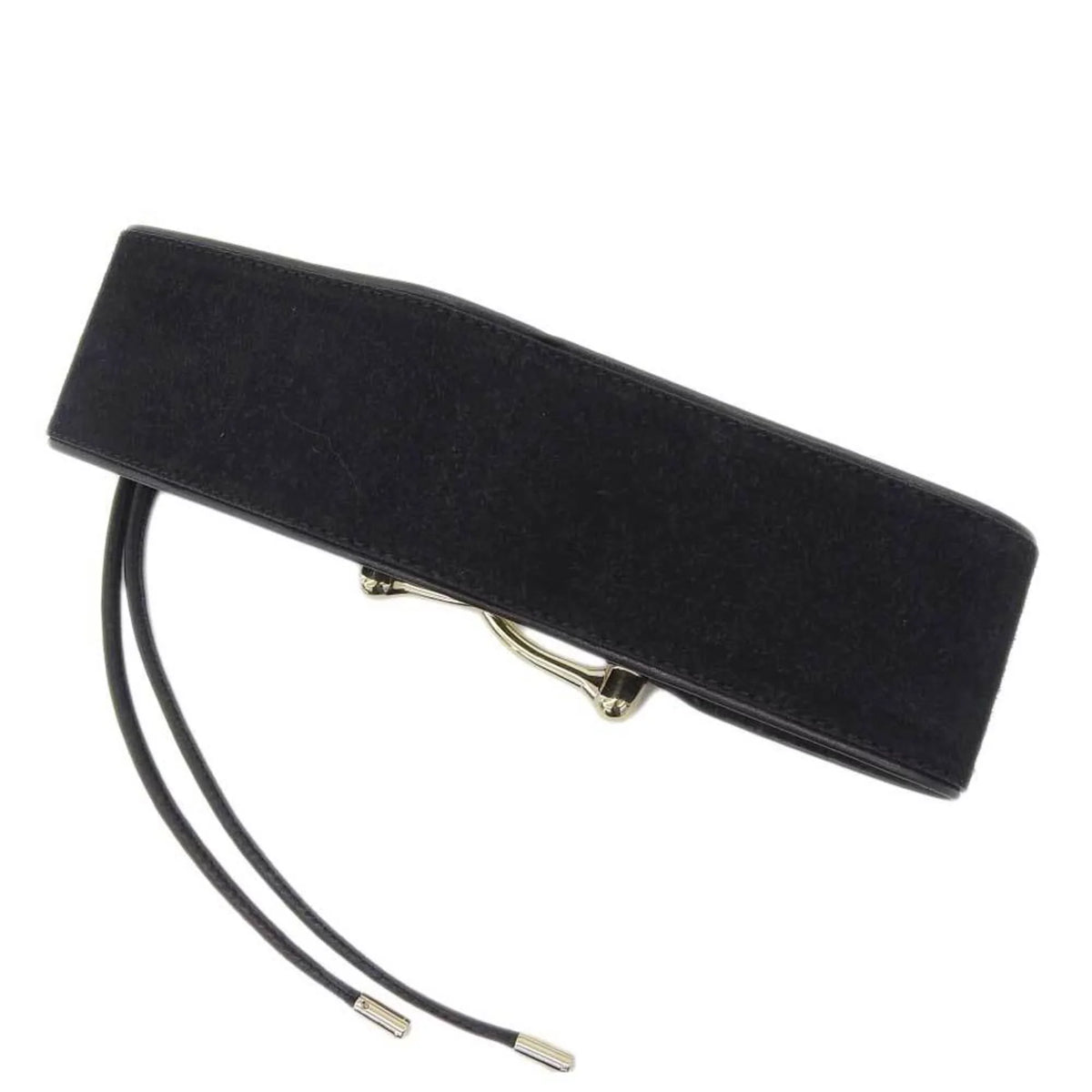 Pre-Owned Gucci GUCCI wide belt suede black gold metal fittings XS waist (Good)