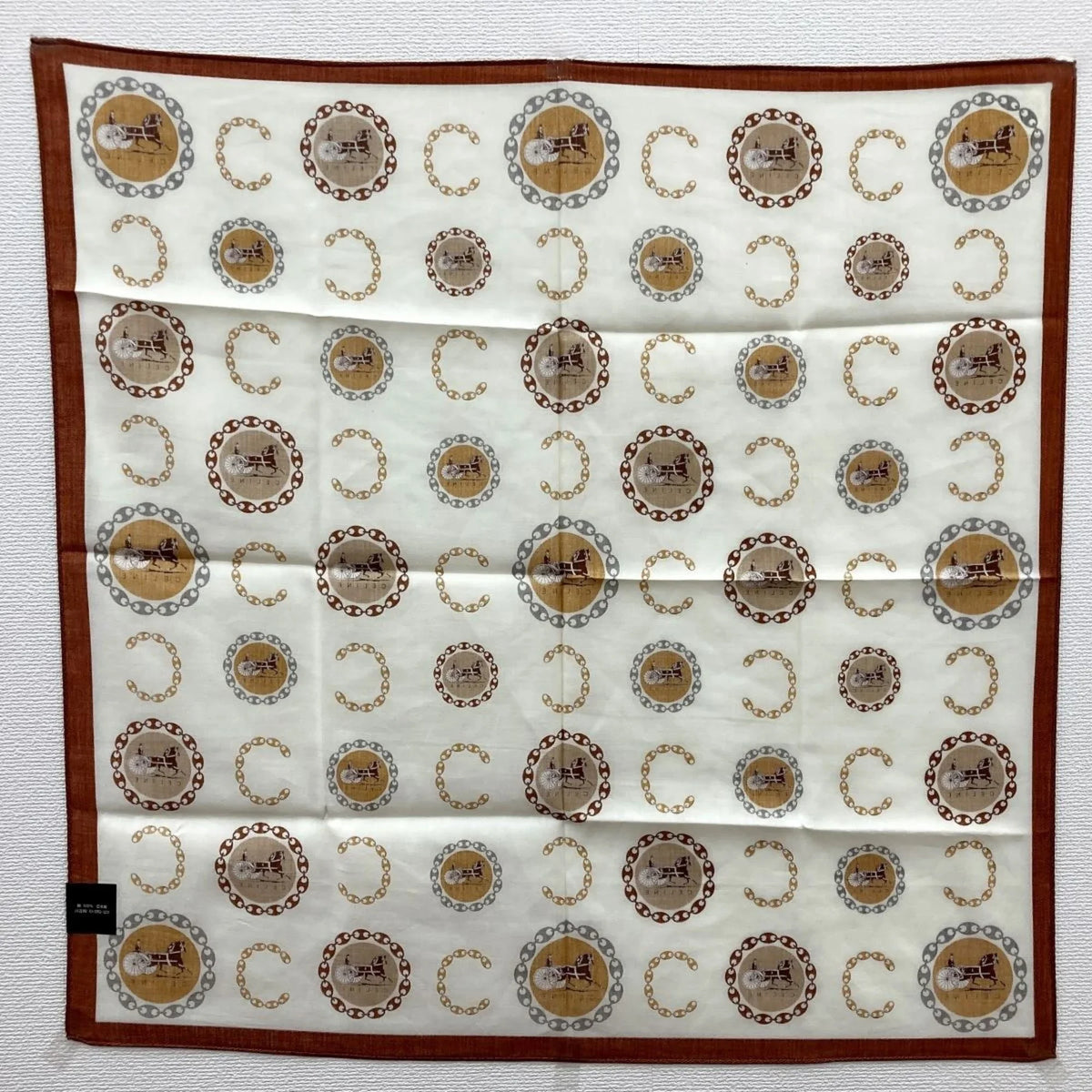 Pre-Owned CELINE Scarf Carriage Saluki Silk White Ladies (Good)