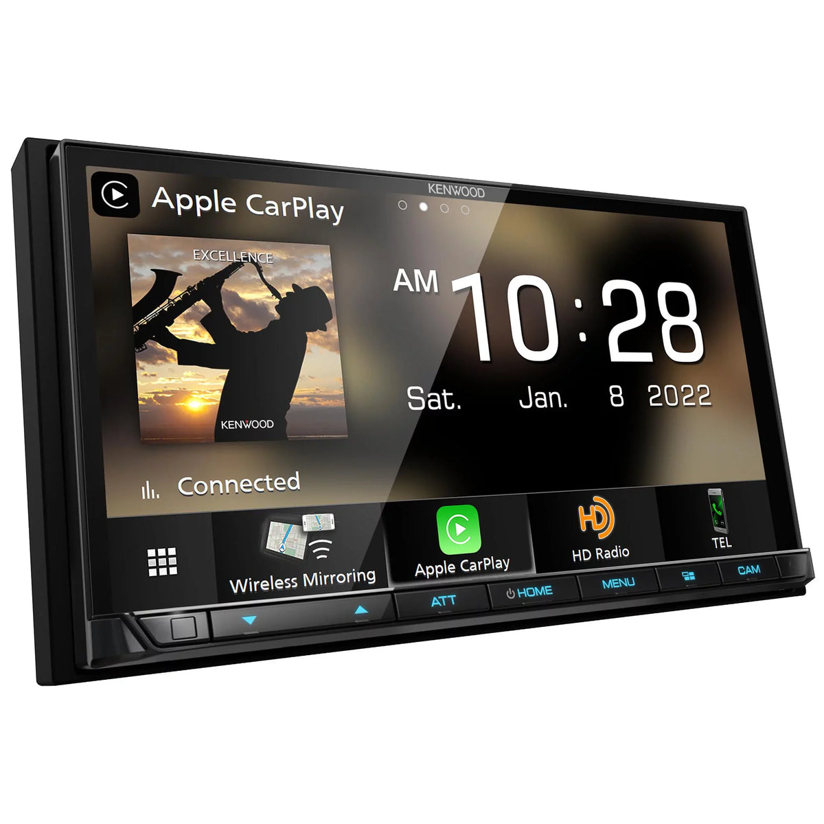 Kenwood DMX908S MultiMedia Receiver with CMOS-320LP Multi-Angle Rear View Camera with License Plate Mounting