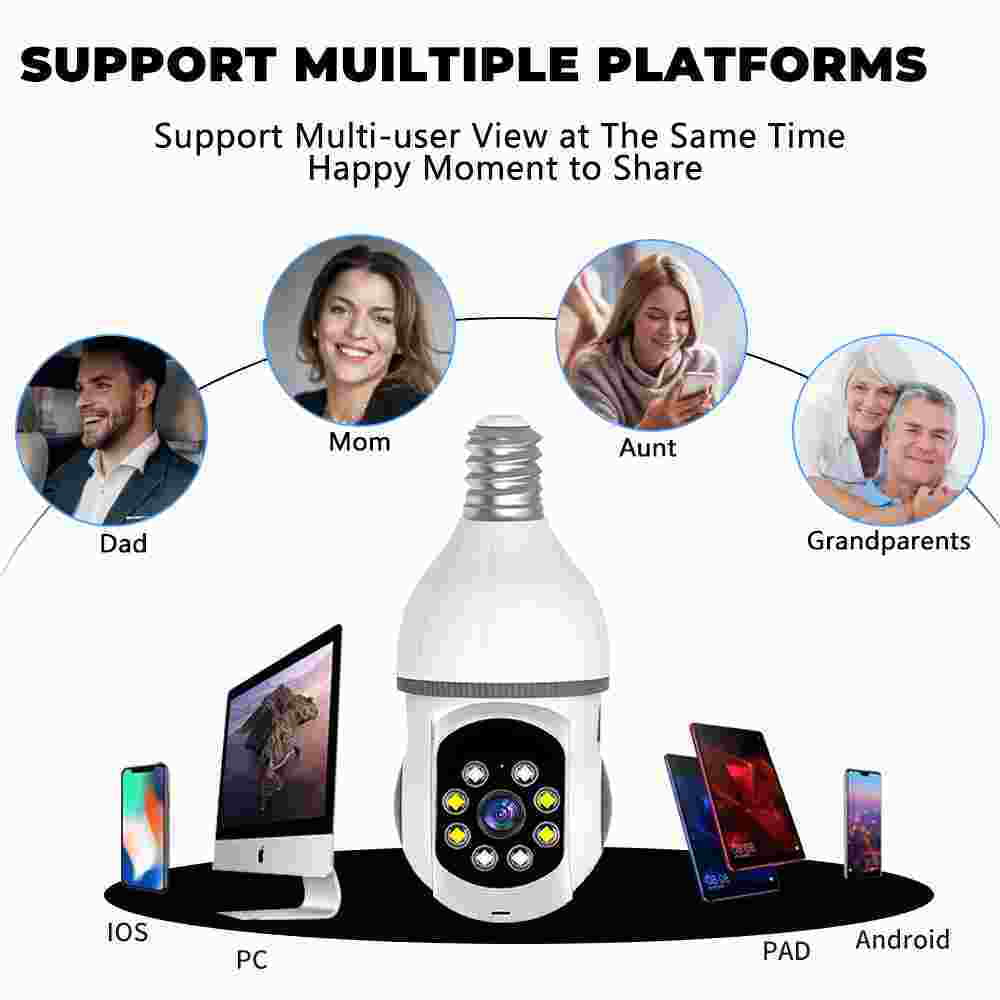 Kepeak WiFi Bulb Security Camera, Home Cameras with Motion Detection, Clear Vision