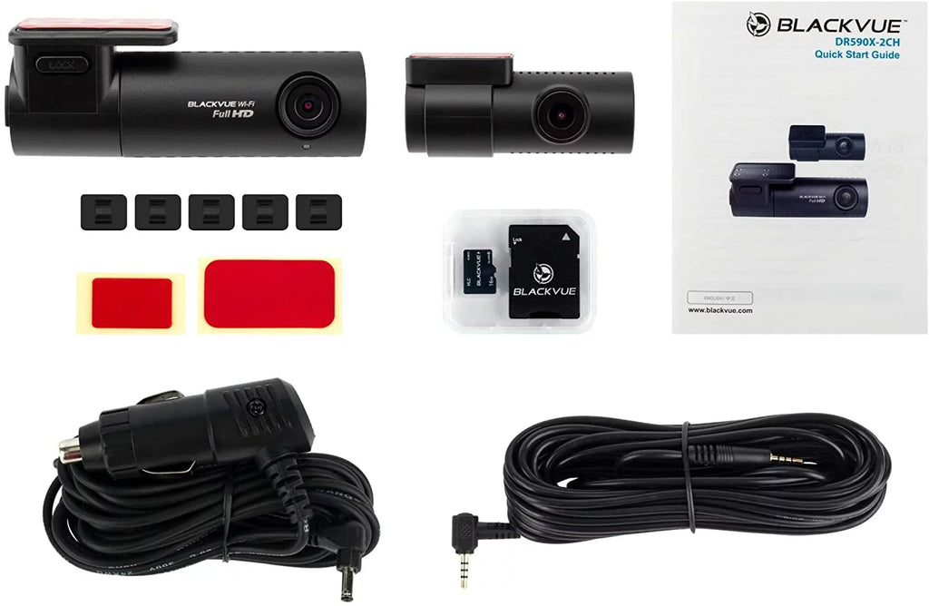 BlackVue DR590X-2CH with 32GB microSD Card | Full HD Wi-Fi Dashcam | Parking Mode Support with Hogor Lens Cloth