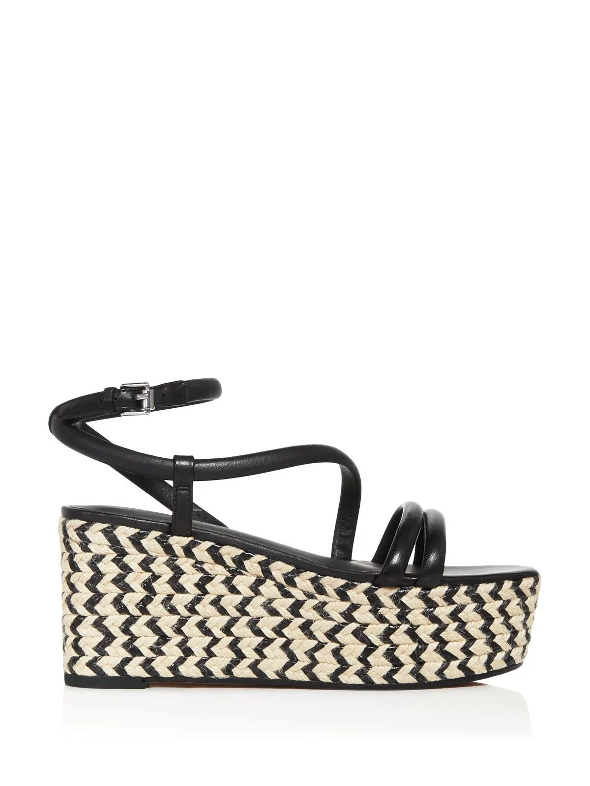 REBECCA MINKOFF Womens Black 2" Platform Jute Wrapped Strappy Adjustable Asymmetrical Ankle Strap Josefia Round Toe Wedge Fastener Leather Espadrille Shoes 5.5 M