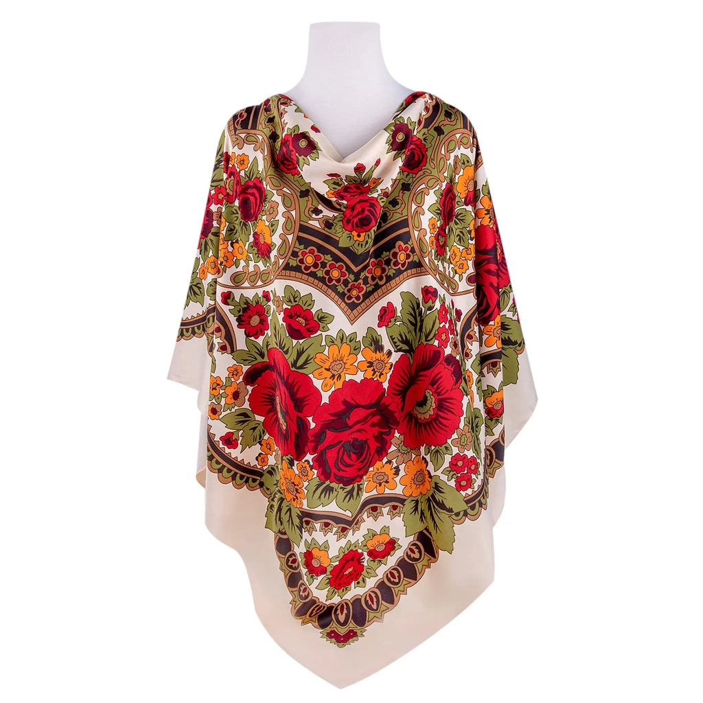 STP GOODS Evening Shawl and Wrap for Women Precious Beige Silk Shawl 51x51'' (130 * 130 cm) Travel Scarf Tops Fashion Shawl for Wedding