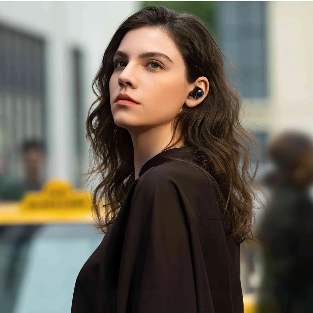 UrbanX True Wireless Bluetooth Earbuds + Charging Case, Black, Dual Connect, IPX5 Water Resistance, Bluetooth 5.2 Connection, Balanced, Bass Boost Suitable with Lenovo Tab M8 (HD)