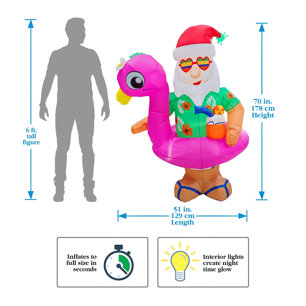 6ft Ready for the Beach Santa - Christmas Inflatable by Seasonal LLC