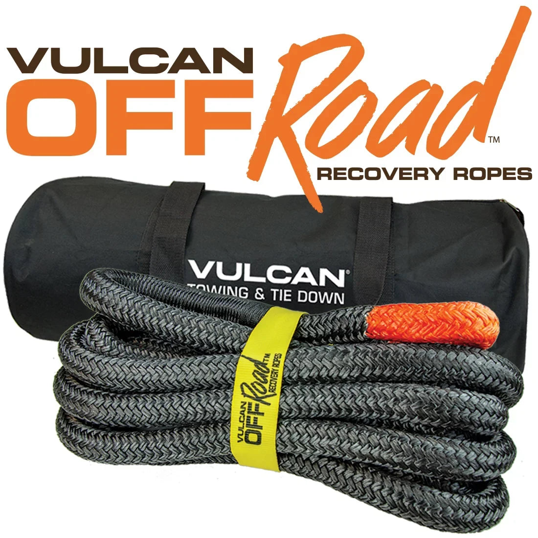 VULCAN Off-Road Wrap Rope, 1-1/4 inch x 30 foot, Orange Eyes, 52300 Lbs Breaking Strength, Bag