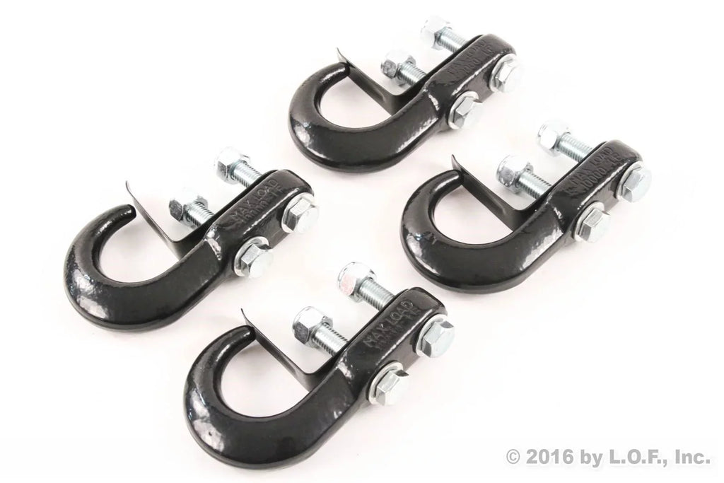 Red Hound Auto 4 Universal Shield Tow Hooks for Fitting with Ford Dodge Chevrolet GMC Toyota Pickup Truck