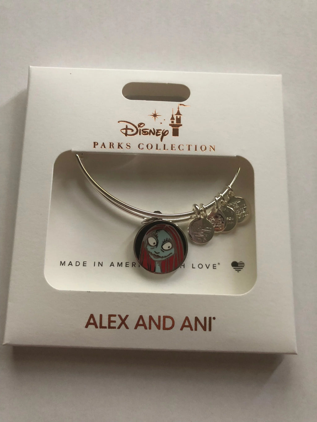 Disney Parks Jack and Sally Bangle Alex and Ani Silver Finish Bracelet New Box