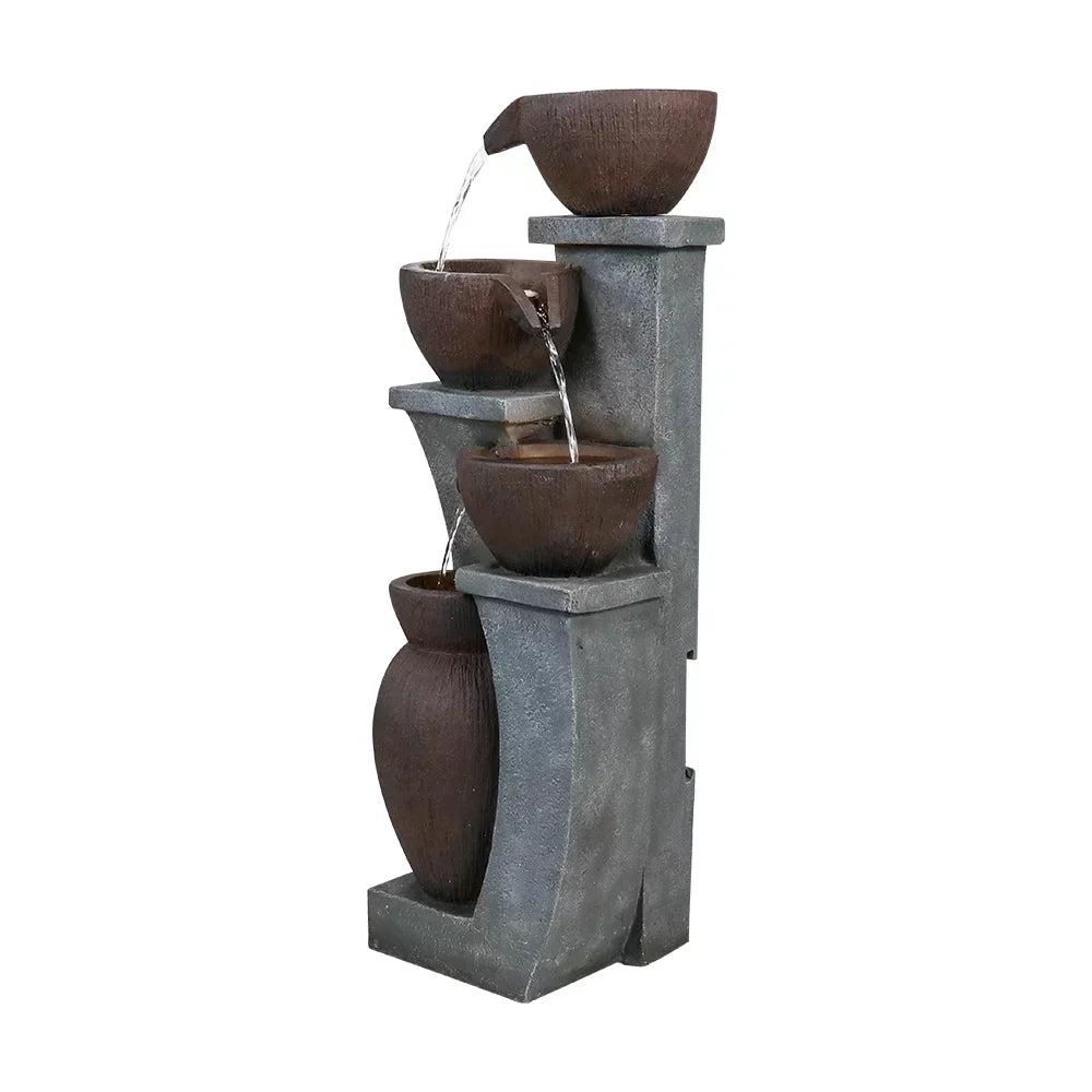 Willwolf 32.8''H Modern Outdoor Fountain - 4-Tier Outdoor Garden Fountains with LED Light for Garden, Patio, Deck, Porch, Backyard and Home Art Decor