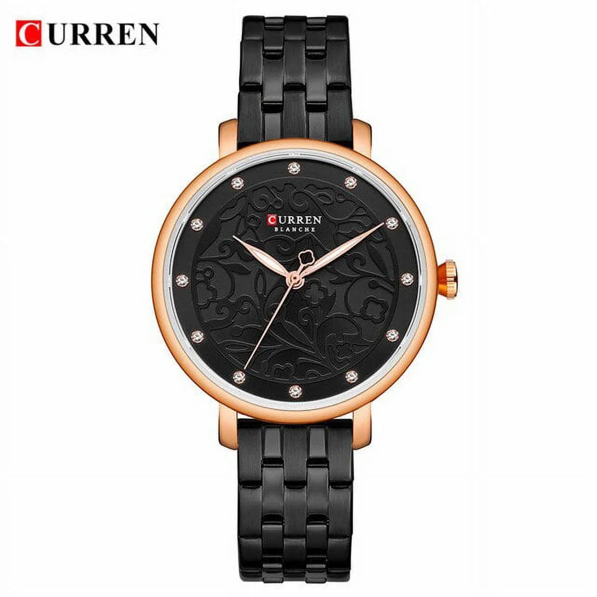 Top Brand Curren Women Watches Pink Leather Wristwatch With Rhinestone Ladies Clock Fashion Luxury Quartz Watch Relogio Feminino - Quartz Wristwatches